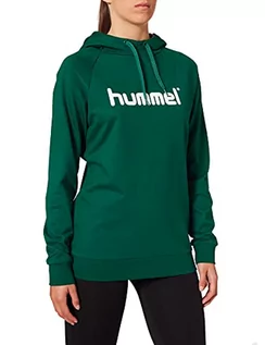 Bluzy damskie - Hummel Hummel Hmlgo Cotton bluza damska z kapturem z logo zielony Evergreen X-S 203517-6140 - grafika 1