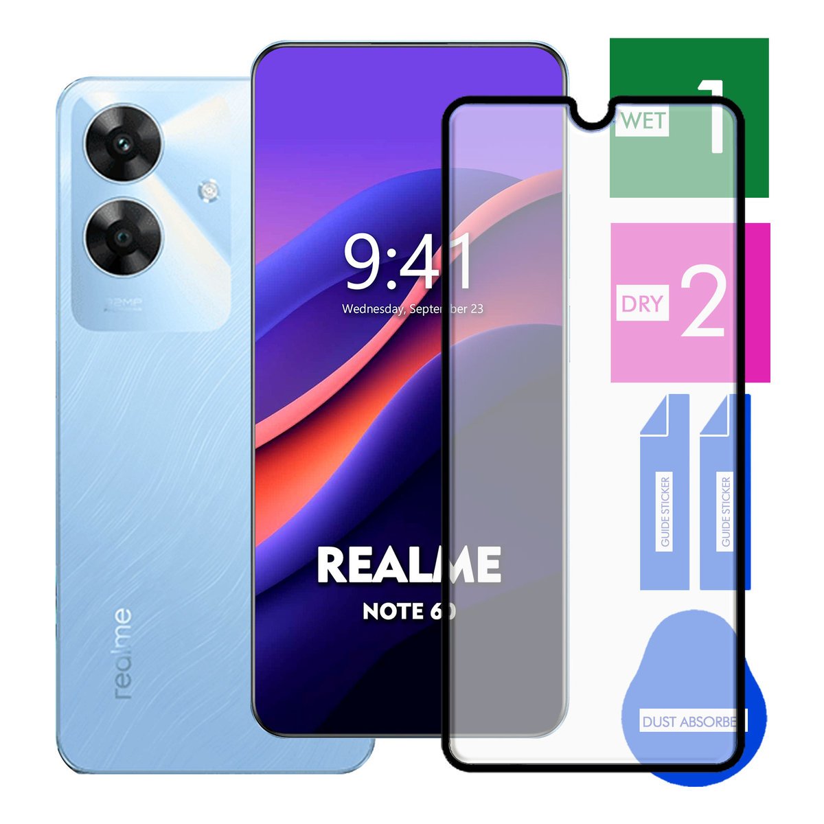 SZKŁO HARTOWANE DO REALME NOTE 60 NA TELEFON PEŁNE CAŁY EKRAN 9H 5D