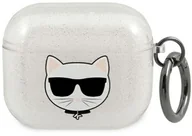 Akcesoria do słuchawek - Karl Lagerfeld Karl Lagerfeld Choupette Head Glitter - Etui AirPods 3 (srebrny) KF000644 - miniaturka - grafika 1