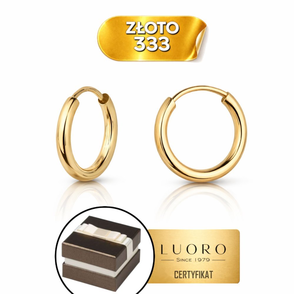 KOLCZYKI ZŁOTE 333 8K KOŁA 15 MM LEKKIE SZTYFT FLEX ELEGANCKIE