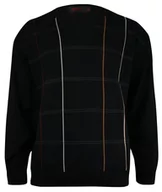 Swetry męskie - Sweter Czarny, w Kratkę, Dekolt w Serek (V-neck) -KINGS- Męski, Elegancki - Kings - miniaturka - grafika 1