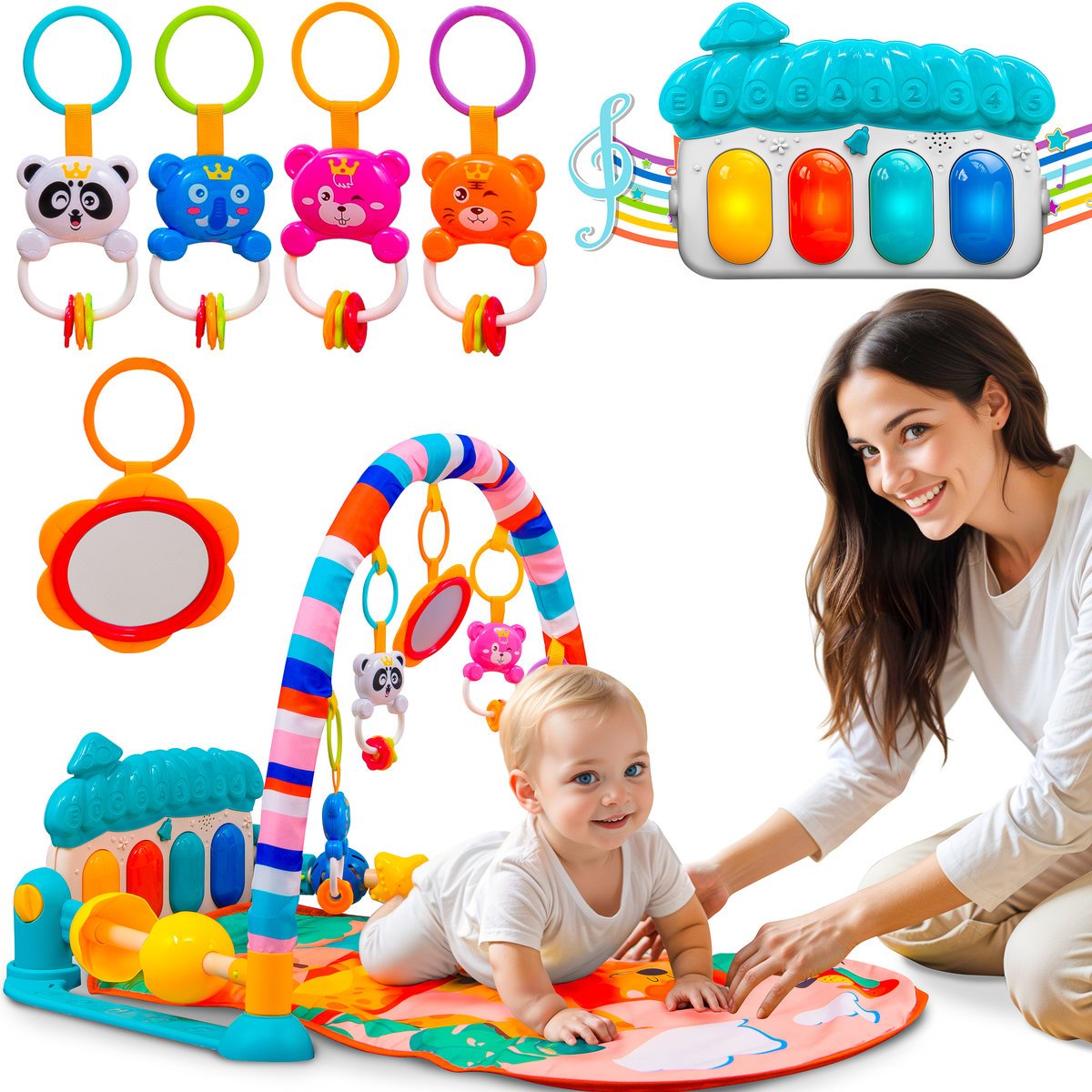 MATA EDUKACYJNA INTERAKTYWNA ZIELONY DOMEK + PIANINKO