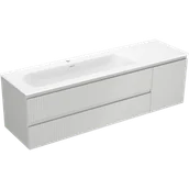 Szafki łazienkowe - Mexen Rivel szafka łazienkowa 160 cm z umywalką Vela lewą, 2S, 1D, ryflowana, szara mat/biała mat - 91A23-16047-3-BBFFF62-W23L01 - miniaturka - grafika 1