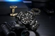Zegarki męskie - Czarny zegarek męski bransoleta duży solidny Perfect CH05M - miniaturka - grafika 1