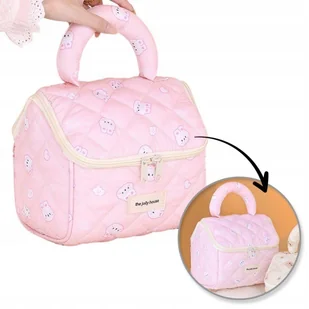Kosmetyczka rozkładana elegancka kuferek pikowana BUNNY różowa KS131R - Kosmetyczki, organizery i kuferki - miniaturka - grafika 1