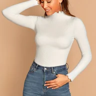 Swetry damskie - TEMU Kobiecy Elegancki Sweter z Długim Rękawem i Kołnierzem - Miękki Pulower, Stylowy Strój od Biura do Imprezy, Łatwy w Pielęgnacji na Co Dzień i - miniaturka - grafika 1