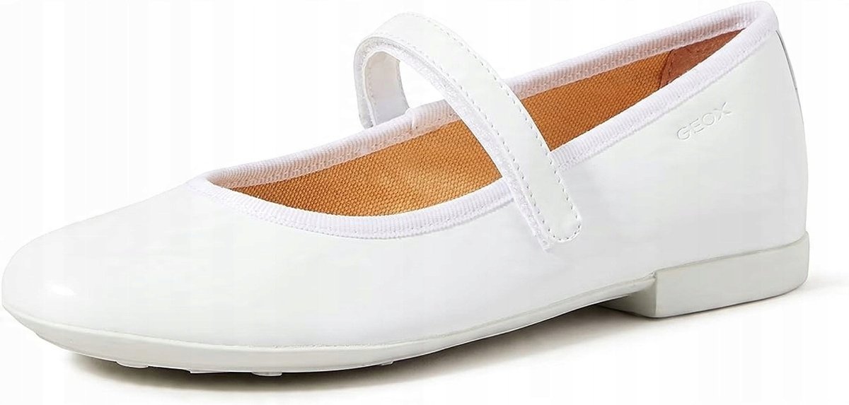 GEOX J PLIE BALERINY BIAŁE NA RZEPY PŁASKIE GŁADKIE 38 1JWH
