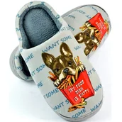 Kapcie damskie - Kapcie Damskie z Psem Buldog Francuski i Frytki Papcie Szare 40/41 - miniaturka - grafika 1