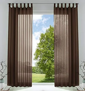 Gardinenbox Zestaw 2 przezroczystych zasłon do salonu, woal, zasłona ze szlufkami z ołowianej taśmy, 100% poliester, brązowy, wys. x szer. 225 x 140 cm - Zasłony - miniaturka - grafika 1
