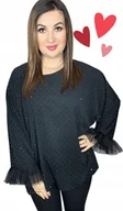 Bluzki damskie - tunika blink tiul czarna śliczna elegancka błyszcząca 50 52 5xl 6xl - miniaturka - grafika 1