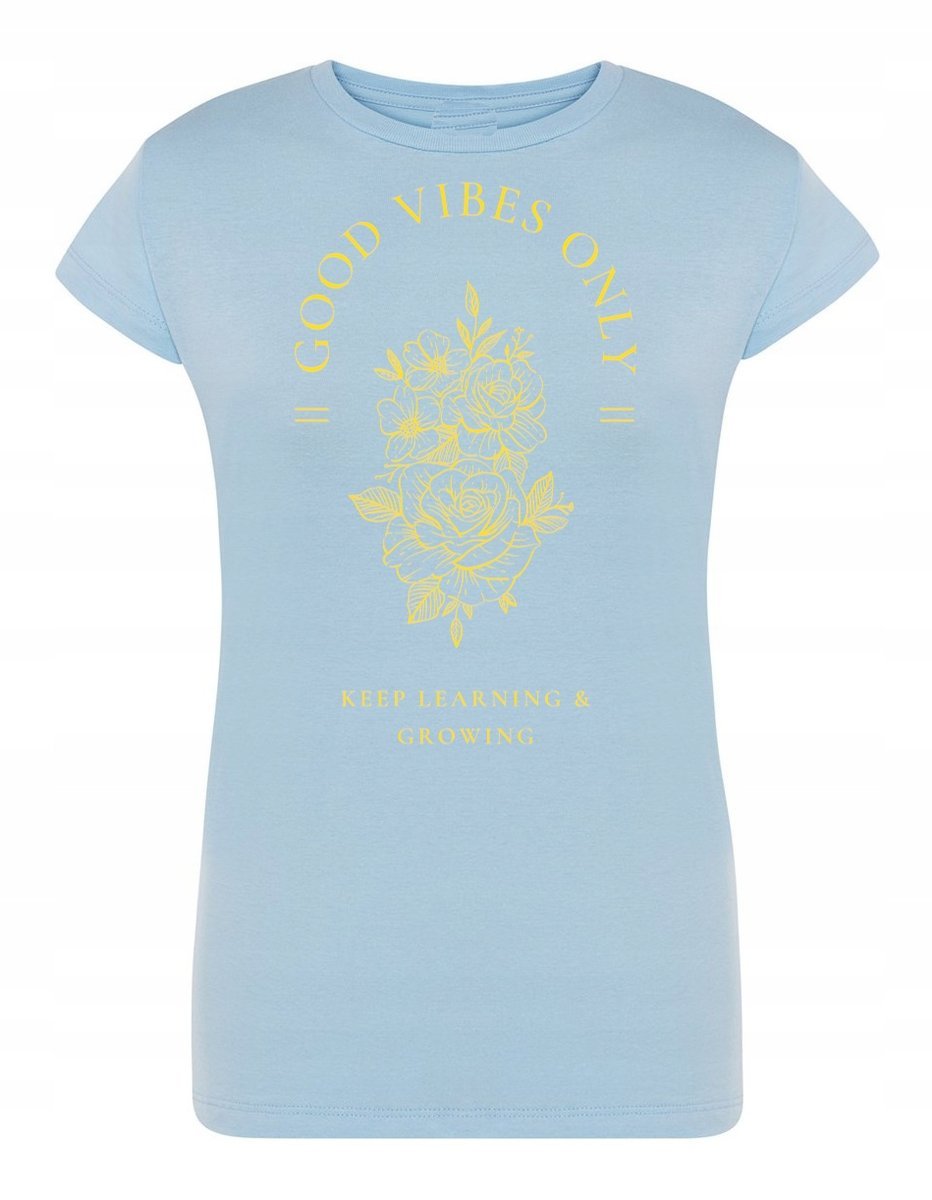 T-Shirt damski nadruk Good Vibes Only KWIATY r.M