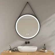 Lustra - EMKE lustro łazienkowe z oświetleniem LED okrągłe lustro łazienkowe o średnicy 70 cm włącznik dotykowy 3 kolory światła ściemniane lustro podświetlane - miniaturka - grafika 1