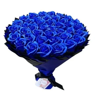 Prezent na 50 Urodziny. Bukiet mydlany kwiaty mydlane róże 50 szt. - Zestawy upominkowe - miniaturka - grafika 1