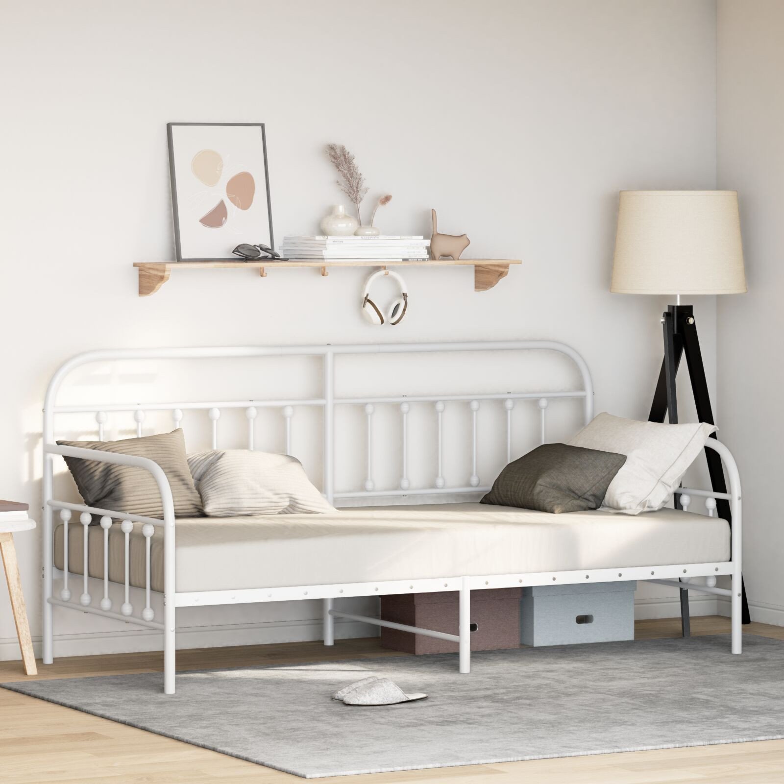 vidaXL Ramy łóżek i łóżka Biała Metal 90 x 200 cm Rama łóżka