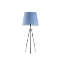 Lampy stojące - Lampka nocna trójnóg do pokoju chłopca w chromowanym wykończeniu z niebieskim abażurem BERGEN - miniaturka - grafika 1
