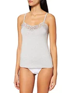 Koszulki i topy damskie - Skiny Damska koszulka spaghetti Every Night in Mix & Match Lace górna część piżamy, szary (stone grey melange), 42 PL - miniaturka - grafika 1