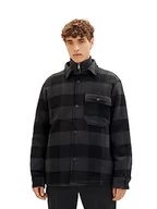 Kurtki męskie - TOM TAILOR Denim Męska kurtka Cosy Flanelowa Overshirt Karo, 32664-Black Grey Buffalo Check, XXL - miniaturka - grafika 1