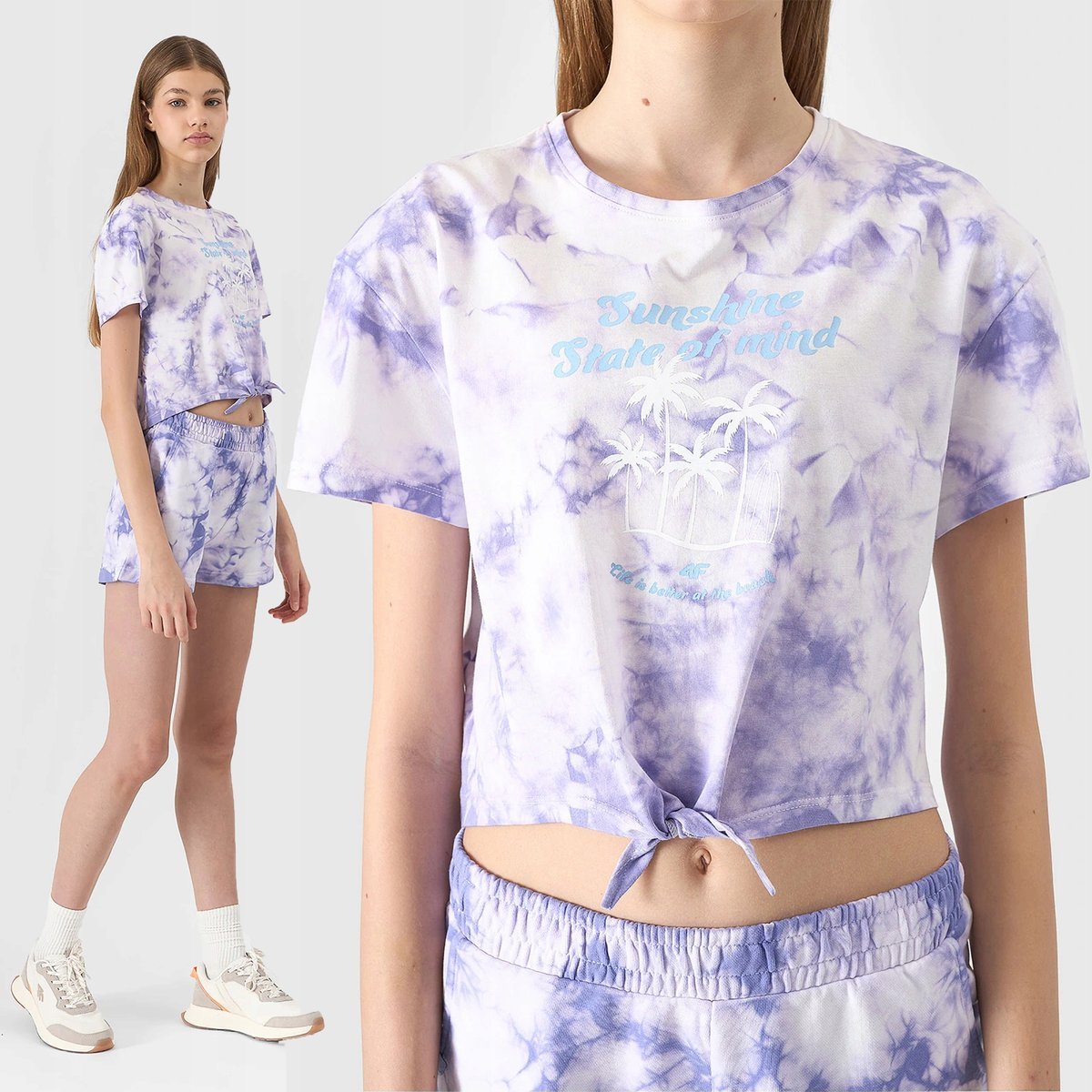 T-Shirt Dziewczęcy 4F Top Koszulka Dziecięca Z Nadrukiem Multikolor Ss24