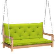 Huśtawki - vidaXL Lumarko Huśtawka ogrodowa z jasnozieloną poduszką, 120cm, drewno tekowe 3062876 - miniaturka - grafika 1
