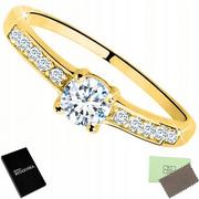 Obrączki ślubne - Piękny Złoty Pierścionek Zaręczynowy Srebro 925 - miniaturka - grafika 1
