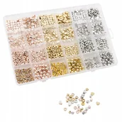 Dekoratorstwo - Zestaw złotych srebrnych koralików dodatków do tworzenia biżuterii 1500szt - miniaturka - grafika 1