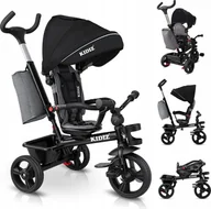 Rowerki trójkołowe - KIDIZ Rowerek trójkołowy 5w1 z drążkiem do pchania JASNOSZARY - miniaturka - grafika 1