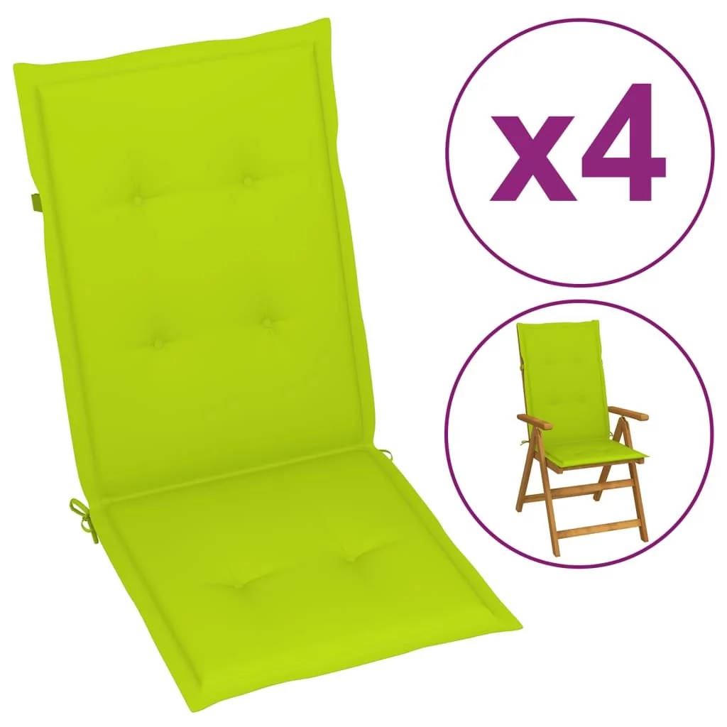 vidaXL Poduszki na krzesła ogrodowe, 4 szt., jasnozielone, 120x50x4 cm