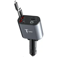 Ładowarki samochodowe - Ładowarka Samochodowa + 2x Kabel USB-C + Lightning 4w1 86W T-PHOX FLEXIT szara - miniaturka - grafika 1