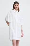 Sukienki - Karl Lagerfeld sukienka bawełniana kolor biały mini rozkloszowana - miniaturka - grafika 1