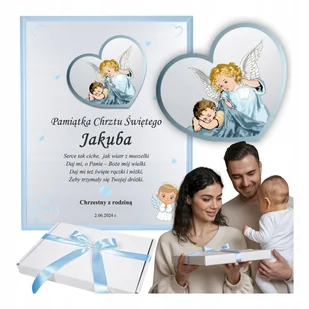 PAMIĄTKA CHRZTU ŚWIĘTEGO Panel ze srebrnym obrazkiem dla chłopca GRAWER - Pamiątka Chrztu Świętego - miniaturka - grafika 1