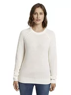 Swetry damskie - TOM TAILOR Denim Damski Sweter Basic z raglanowymi rękawami 1021140, 10332 - Off White, XL - miniaturka - grafika 1