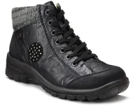 Botki damskie - Buty zimowe damskie Rieker L7110 czarne botki ocieplane wełną z membraną-39 - miniaturka - grafika 1