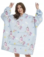 Bluzy damskie - BLUZA PLUSZOWA Z KAPTUREM COMFY KOC OVERSIZE CIEPŁA WZÓR UNICORN JEDNOROŻEC - miniaturka - grafika 1