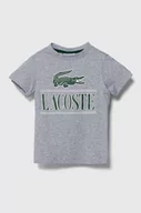 Koszulki dla dziewczynek - Lacoste t-shirt bawełniany dziecięcy kolor szary z nadrukiem - miniaturka - grafika 1