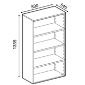 Szafy biurowe - Szafa biurowa z drzwiami PRIMO WHITE, 3 półki, 1335 x 800 x 640 mm, biały/dąb naturalny - miniaturka - grafika 1