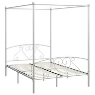 Łóżka - Białe metalowe łóżko małżeńskie 180x200 cm Avir - miniaturka - grafika 1