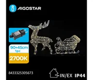 Ozdoby bożonarodzeniowe - Aigostar-LED dekoracja zewnętrzna LED/3,6W/31/230V 2700K 90/45cm IP44 renifer z saniami - miniaturka - grafika 1