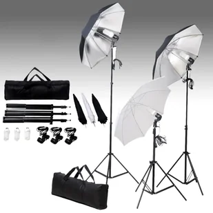 vidaXL Lampa studyjna Fotograficzny zestaw studyjny z lampami i tłem 3055125 - Lampy studyjne - miniaturka - grafika 1
