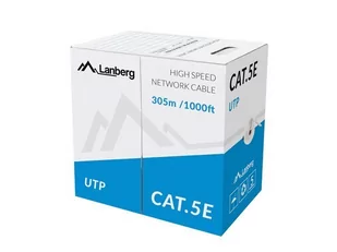 LANBERG kabel instalacyjny UTP kat 5e linka CCA 305m szary LCU5-11CC-0305-S - Kable miedziane - miniaturka - grafika 3