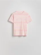 Koszulki i topy damskie - Reserved - T-shirt w paski - różowy - miniaturka - grafika 1