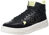Sneakersy damskie - Armani Exchange Damskie sneakersy Seattle Mid z kontrastowym wyszywanym logo, Black Lemon, 37.5 EU - miniaturka - grafika 1