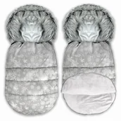 Śpiworki dla dzieci - Śpiworek do wózka spacerówki 4w1 Szary 95x48 - SZARE ŚNIEŻYNKI - miniaturka - grafika 1