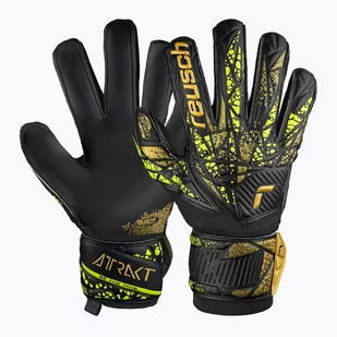 Rękawice bramkarskie Reusch Attrakt Infinity Finger Support black/gold/yellow/black - Piłka nożna - miniaturka - grafika 1