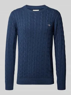 Sweter z dzianiny z prążkowanymi wykończeniami - Swetry męskie - miniaturka - grafika 1