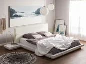 Łóżka - Beliani Łóżko wodne 160 x 200 cm białe ZEN - miniaturka - grafika 1