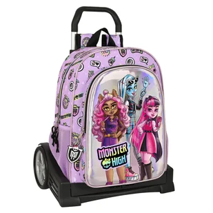 Plecak szkolny na kółkach Monster High Best boos fioletowy 33 x 42 x 14 cm - Plecaki szkolne i tornistry - miniaturka - grafika 1