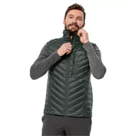 Kamizelki męskie - Męska kamizelka puchowa Jack Wolfskin PASSAMANI DOWN VEST M black olive - S - miniaturka - grafika 1