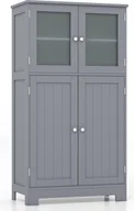 Szafki łazienkowe - COSTWAY 4-drzwiowa szafka łazienkowa, wolnostojąca szafka do salonu, szafka do przechowywania ze szklanymi drzwiami, drewniana szafka kuchenna z regulowaną półką - miniaturka - grafika 1