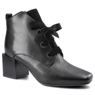 Botki damskie - Czarne Botki Karino Damskie Eleganckie Obuwie - miniaturka - grafika 1