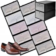 Pokrowce na ubrania - 10x pojemnik PUDEŁKO organizer NA BUTY obuwie szafka regał ZESTAW czarne - miniaturka - grafika 1